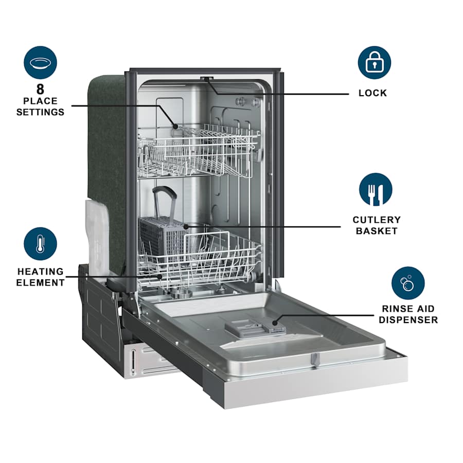 EdgeStar BIDW1802BL 18 Inch Wide 8 Place Setting Energy Build